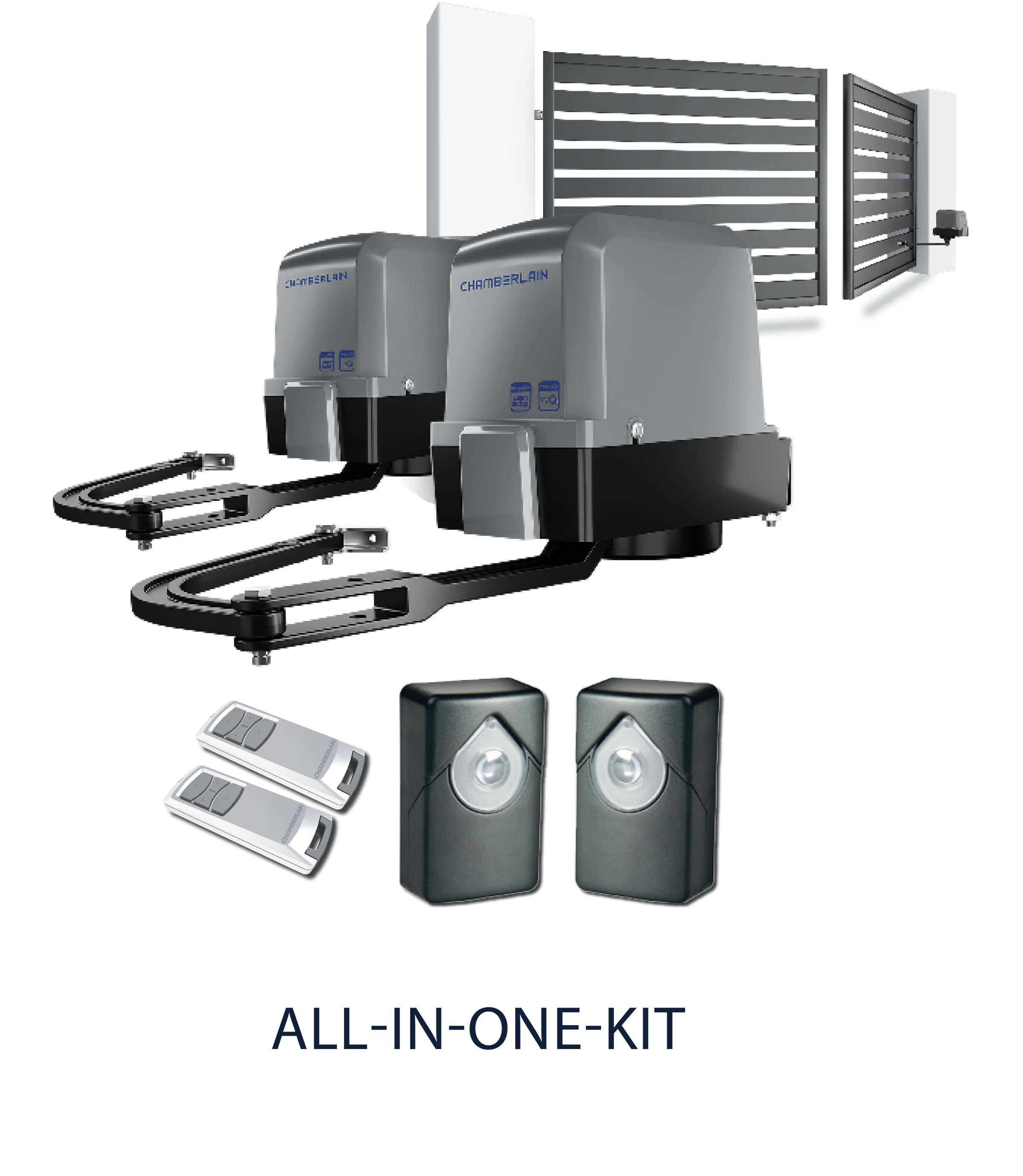 Außentorantriebskit für Flügeltore inkl. Infrarot Lichtschranken-Set und 2 Design- Handsender