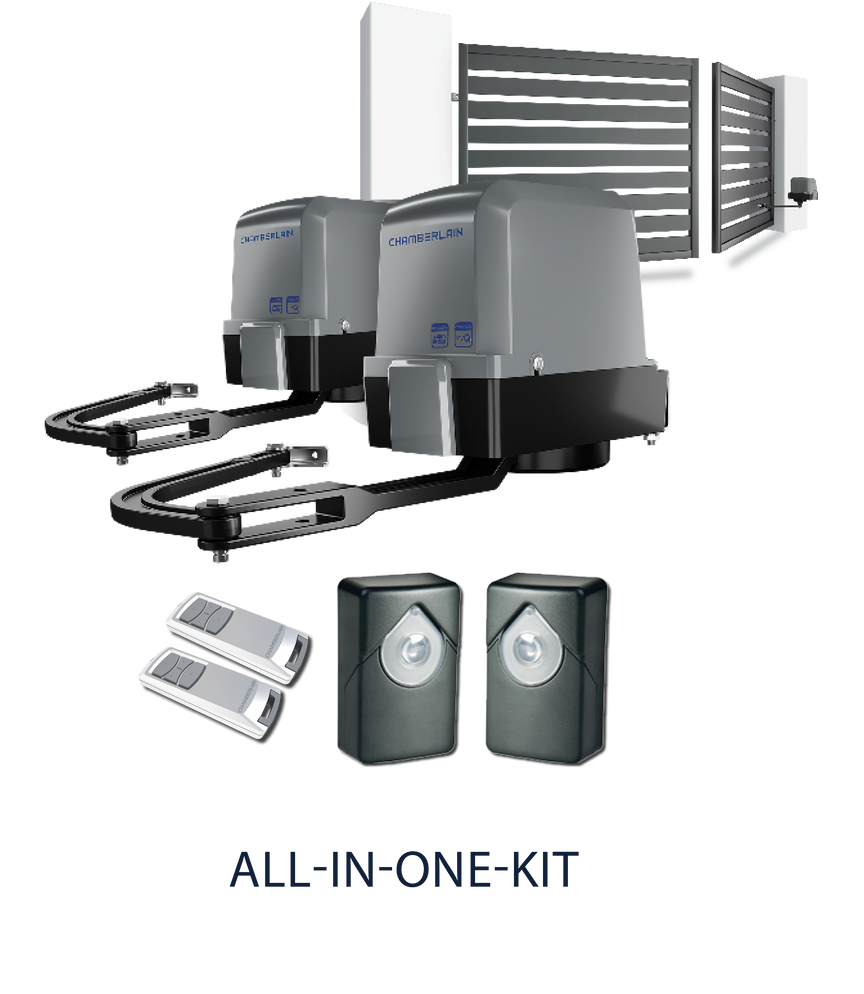 Außentorantriebskit für Flügeltore inkl. Infrarot Lichtschranken-Set und 2 Design- Handsender